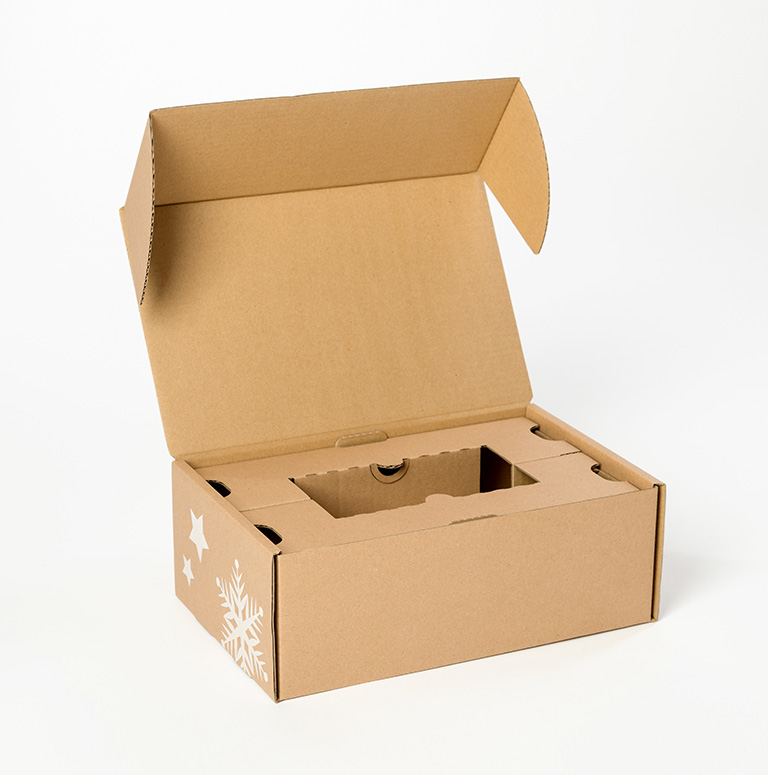 A corrugated cardboard box (Fefco 0427) with several inner walls - practical for precise fixing of products and additional protection.